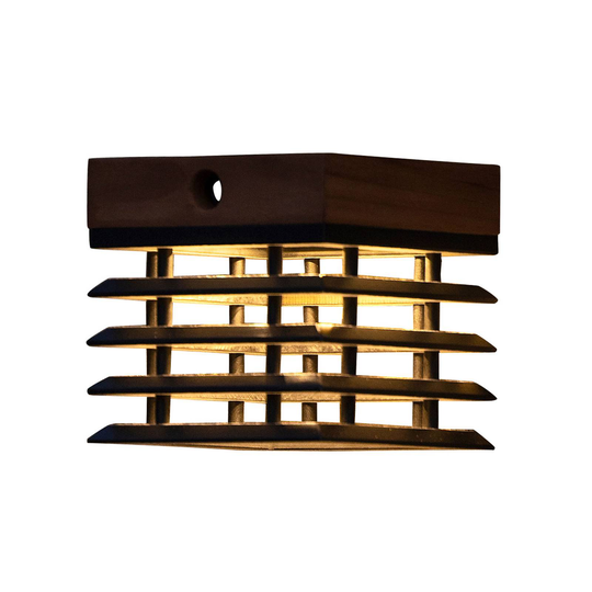 LED-solcellsvägglampa Tekura av teak