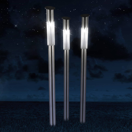 Solarlampa m. spett Fania i rostfritt stål, 3-pack