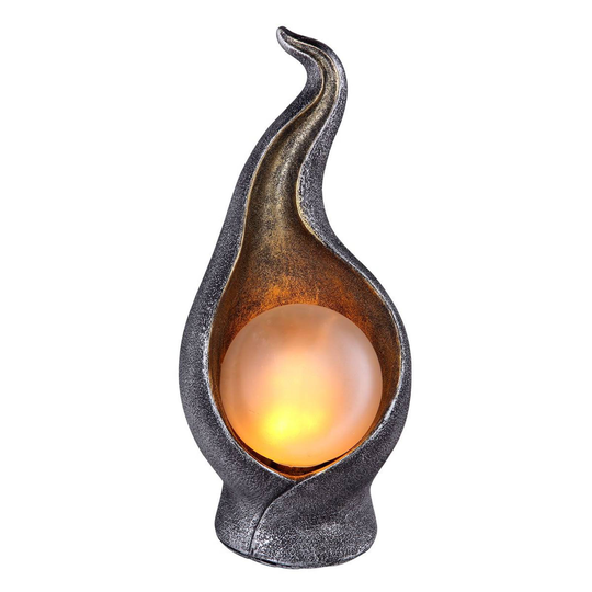 Soldriven LED-dekorlampa 33439 flamma, silver/guld