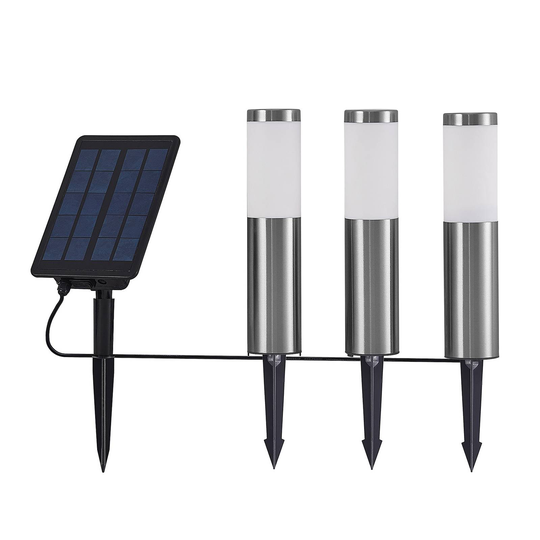 Lindby Lexiane LED-solcellslampa, 3-pack, stål