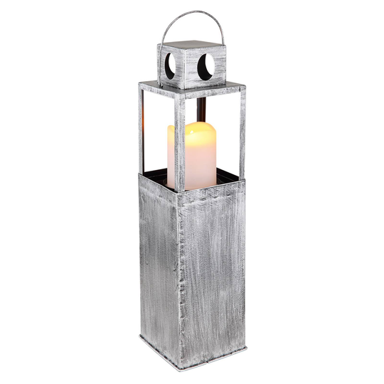 Soldriven LED-lykta 36657, silver antik