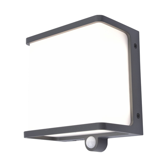 LED-solcellsvägglampa Doblo med sensor, bredd 15cm