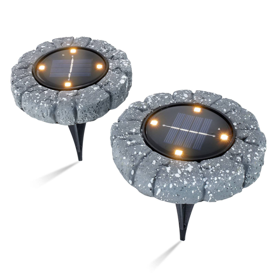 LED-solgolvlampa, 2-pack, betonggrå, grå