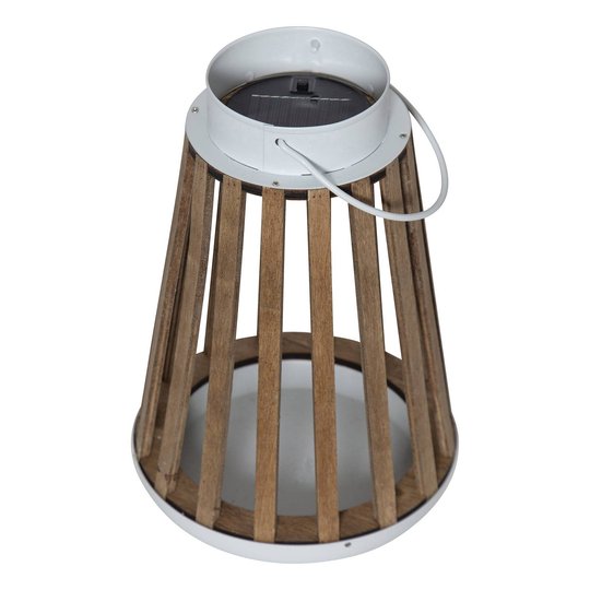 Solcellsdriven LED-bordslampa Catania av björkträ