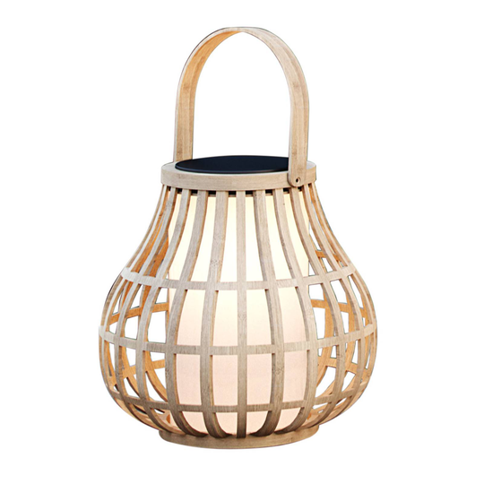 LED-dekorationsbelysning med solcell Leo av bambu