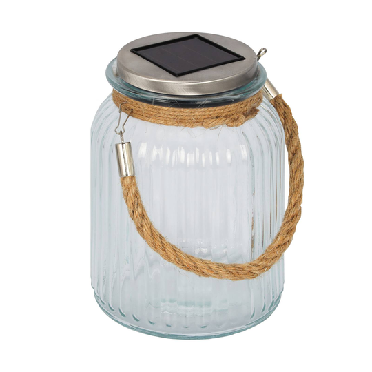 Lindby Saltoa LED-solcellslampa av glas med rep
