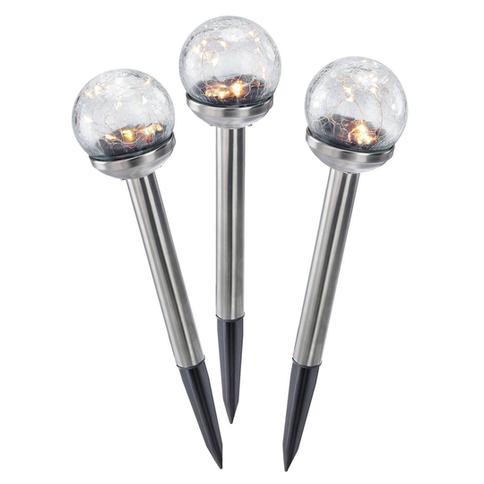 Soldriven LED-dekorbelysning Golden Balls i 3-pack