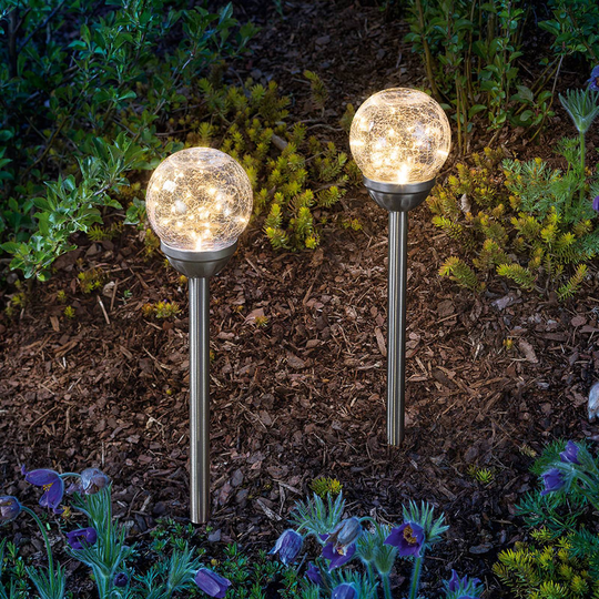 Solcellslampor Golden Dream med markspett i 2-pack