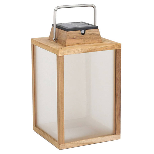 LED-solcellslykta Tradtition av teakträ höjd 40 cm