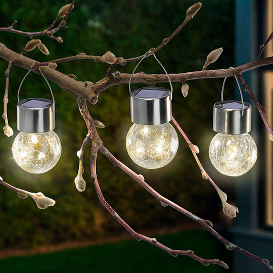 LED-solcellslampa Crackle Ball 3-pack, 3 000 K