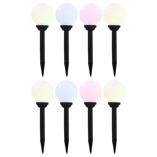 Solcellslampor med LED 8 st sfäriska 15 cm RGB