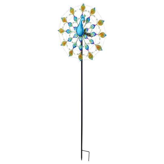 LED-solcellslampa 33878 med blå påfågelfigur