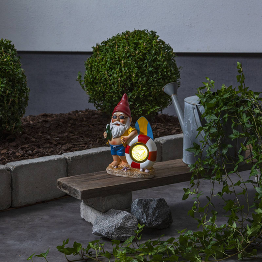 LED-solcellslampa Gnomy med livboj