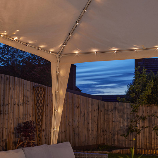 LED-soldriven ljusslinga Gazebo, 140 lampor