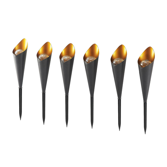 Lindby Jalf LED-solcellslampa, 6-pack, mörkgrå