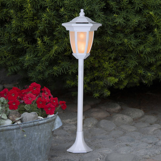 LED-solcellslampa Flame, 4 i 1, vit