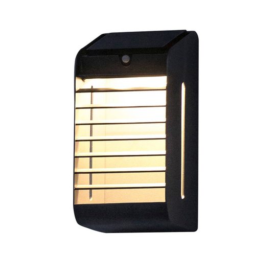 LED-solcellsvägglampa Corner med sensor, grå