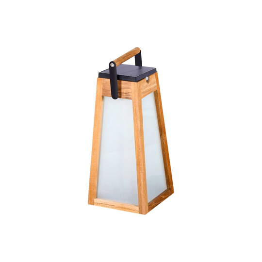 LED-solcellslykta Tecka, teak natur, 39 cm