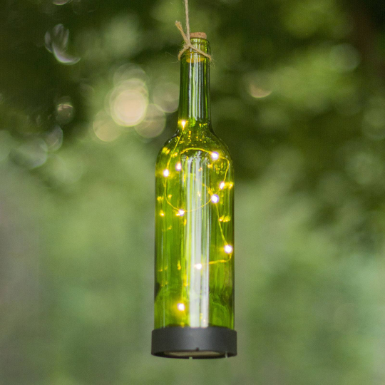 LED-solcellslampa Bottle, grön