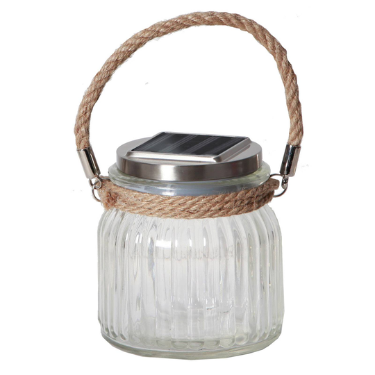 Solcellsdriven LED-bordslampa Jar av glas
