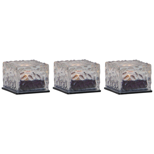 LED-solcellstearinljus Icecube, 3-pack, isbitsform