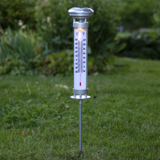 LED-solcellslampa Celsius, utetermometer